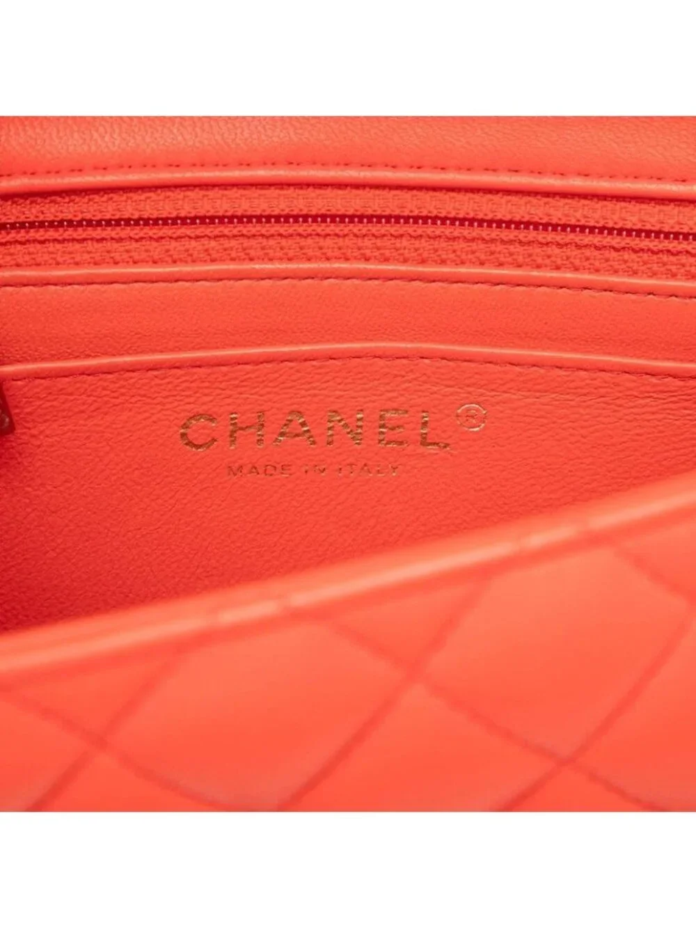 Chanel Mini Quilted 17 CC Logo Chain Shoulder Bag Red Gold Lambskin